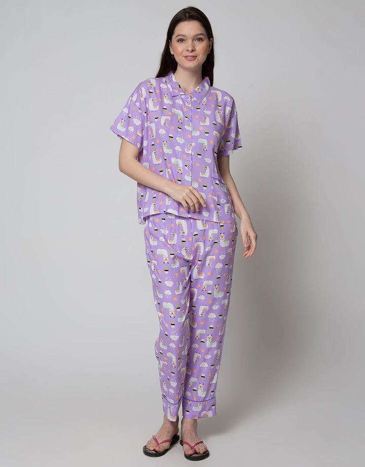 Nevada Short Sleeve Pyjama Pants Illama