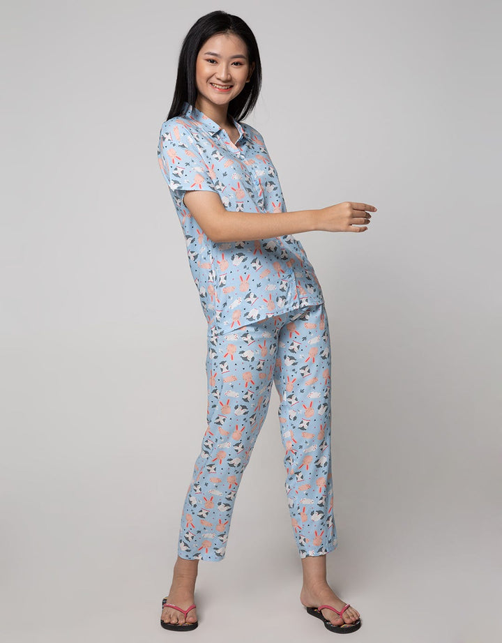 Nevada Short Sleeve Pajama Pants Smiley Owl