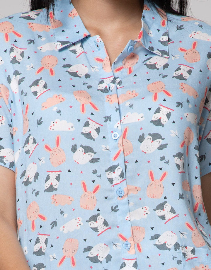 Nevada Short Sleeve Pajama Pants Smiley Owl