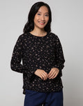 Connexion Long Sleeve Blouse Print Flower Zoey With Elastic Hem Sleeve