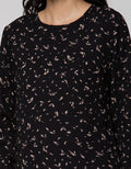 Connexion Long Sleeve Blouse Print Flower Zoey With Elastic Hem Sleeve