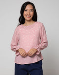 Connexion Long Sleeve Blouse Print Flower Zoey With Elastic Hem Sleeve