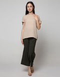 Connexion Short Sleeve Blouse Rayon Twill Plain With Ruffle In Sleeve