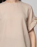 Connexion Short Sleeve Blouse Rayon Twill Plain With Ruffle In Sleeve