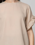 Connexion Short Sleeve Blouse Rayon Twill Plain With Ruffle In Sleeve