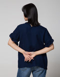 Connexion Short Sleeve Blouse Rayon Twill Plain With Ruffle In Sleeve