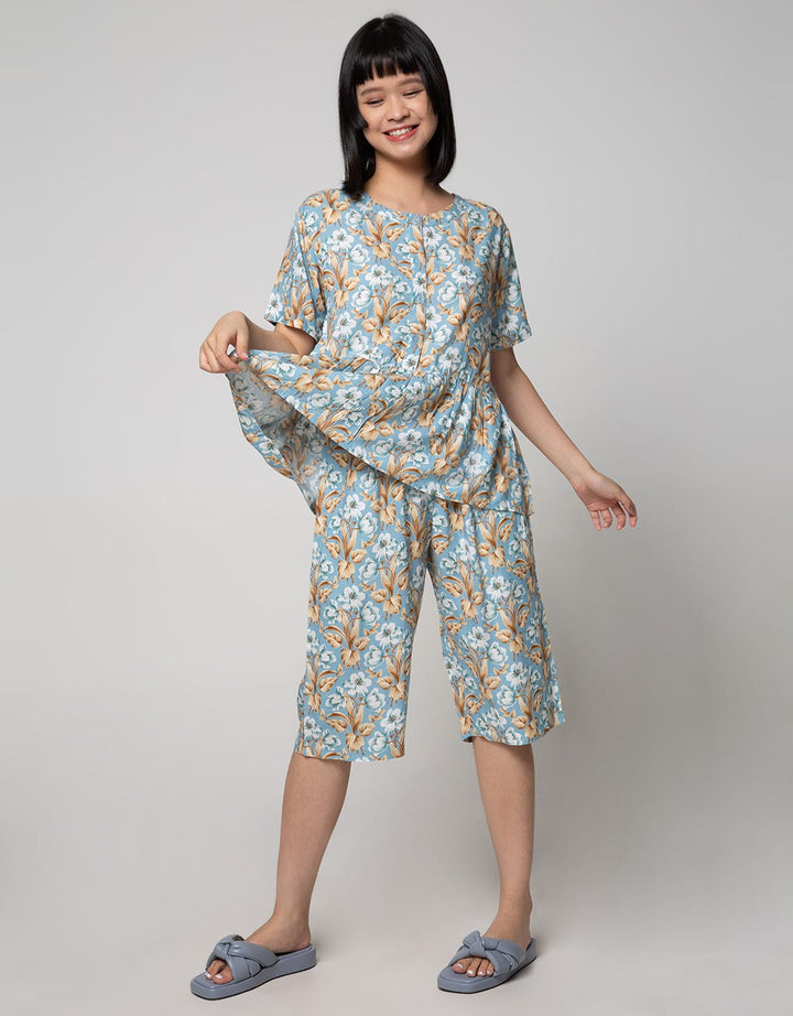 St. Yves Short Sleeve Pyjama Capri White Azalea