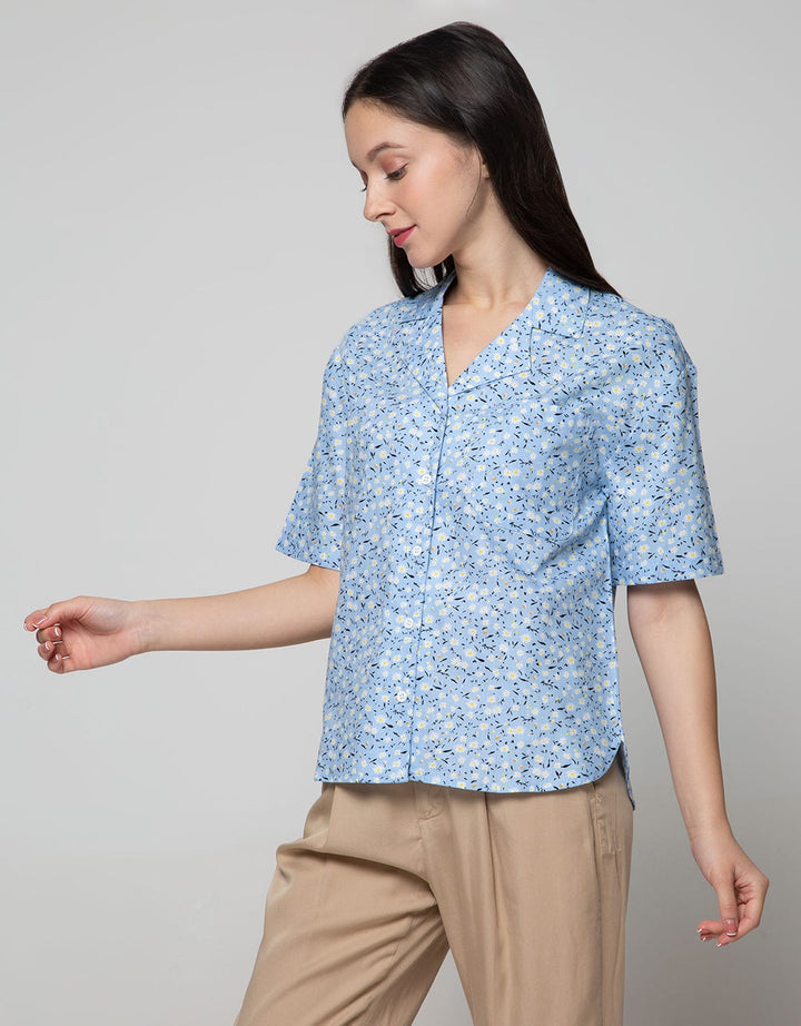 Details Short Sleeve Shirt With Aop Flower