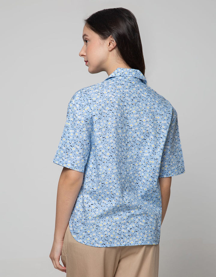 Details Short Sleeve Shirt With Aop Flower