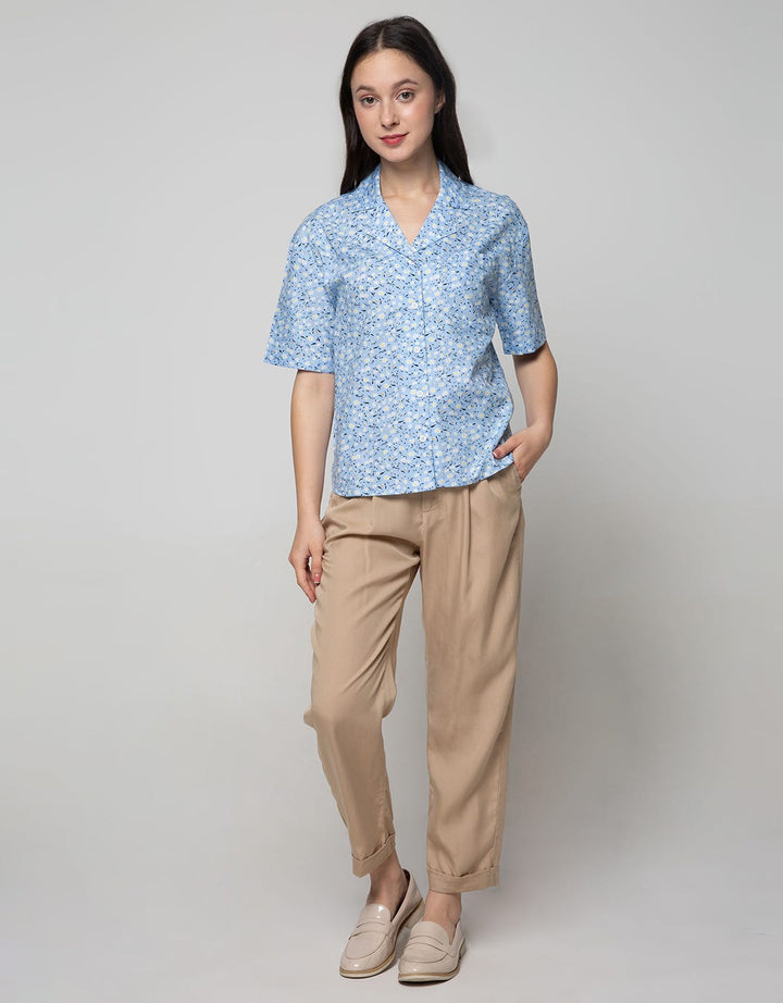 Details Short Sleeve Shirt With Aop Flower
