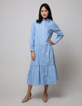 Details Maxi Dress Long Stack Ruffle With Shirt Collar