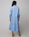 Details Maxi Dress Long Stack Ruffle With Shirt Collar