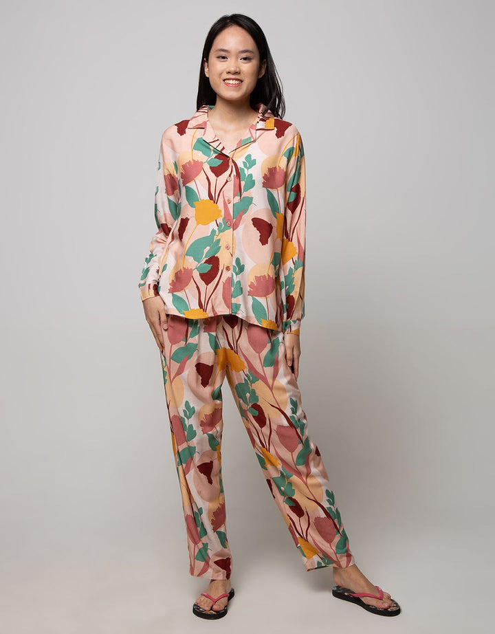 St. Yves Long Sleeve Pyjama Pants Abstrak Daun