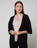 Connexion Cardigan Jacket Knit Ponte Oz Big Pocket San-022:Black:S:Solid:Cardigan
