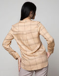 Connexion Long Sleeve Shirt Rayon Twill Print Check With 1Pocket