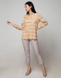 Connexion Long Sleeve Shirt Rayon Twill Print Check With 1Pocket