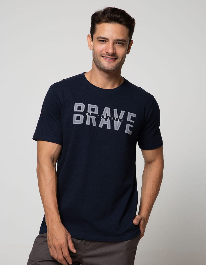 T Zone Short Sleeve T-Shirt Print Statement Typography Brave