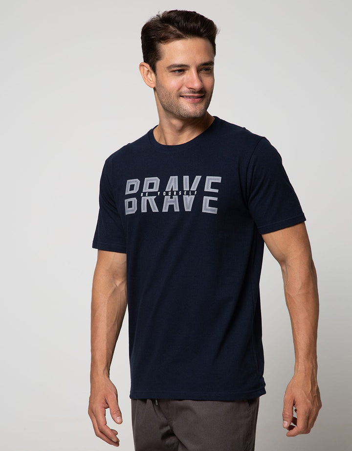 T Zone Short Sleeve T-Shirt Print Statement Typography Brave