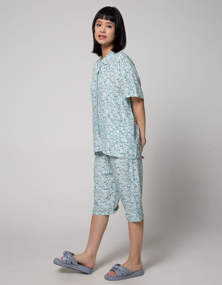 Nevada Short Sleeve Pyjama Capri Karakter Face