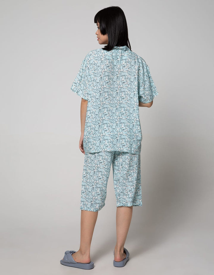 Nevada Short Sleeve Pyjama Capri Karakter Face