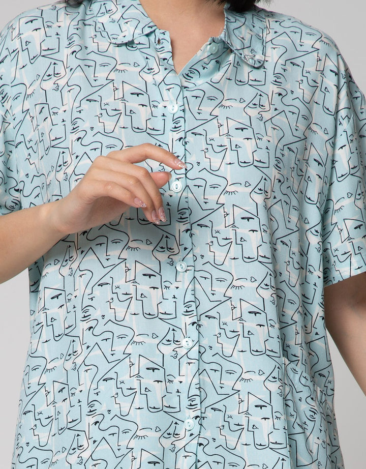 Nevada Short Sleeve Pyjama Capri Karakter Face