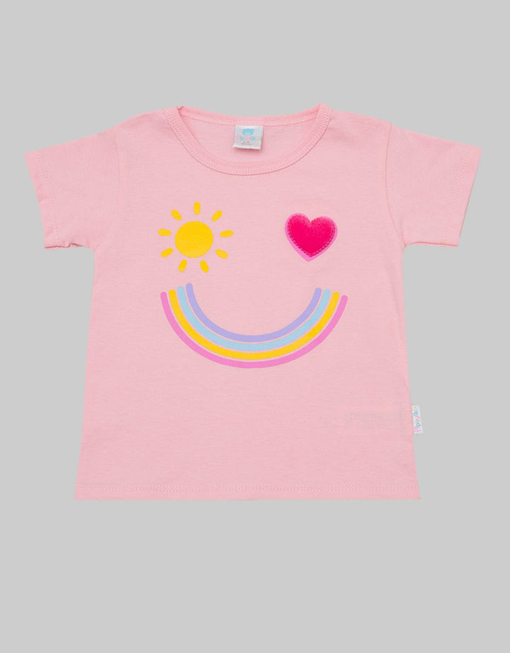 Pipiniko Short Sleeve T-Shirt Key Item Rainbow Smile Heart Application