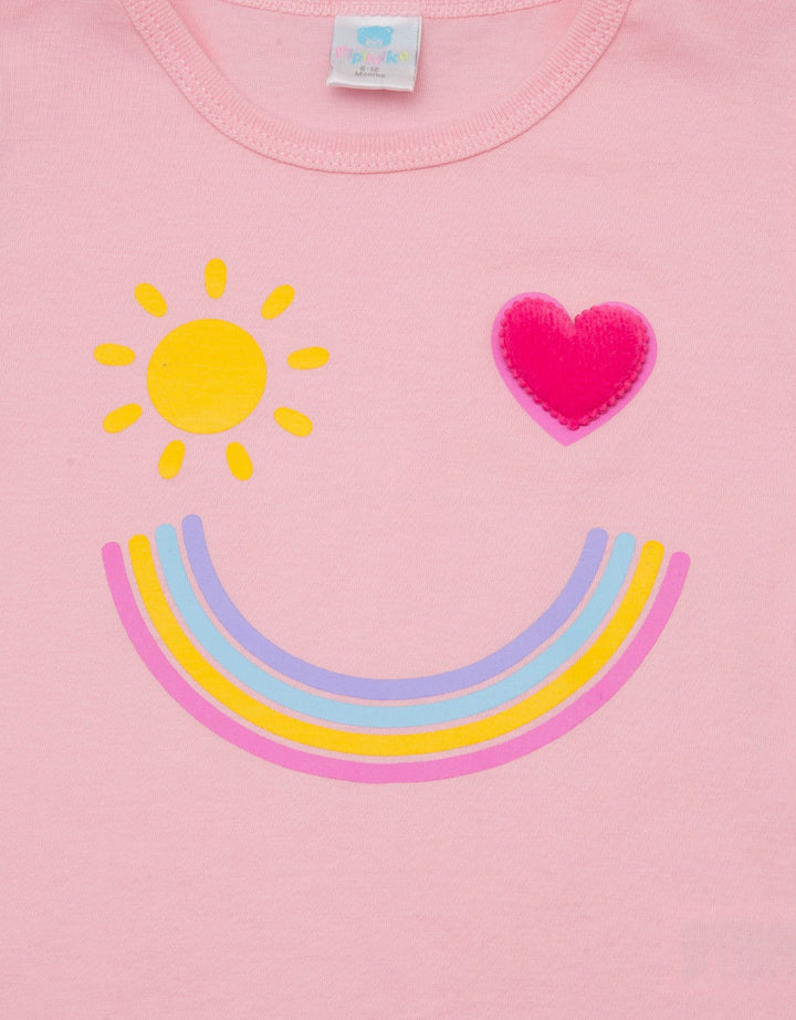 Pipiniko Short Sleeve T-Shirt Key Item Rainbow Smile Heart Application