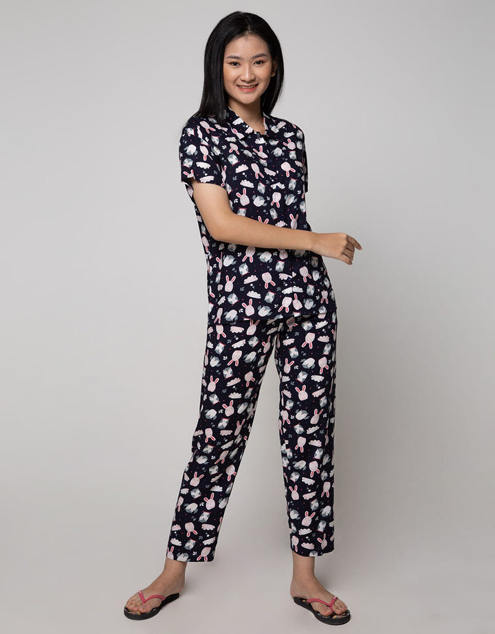 Nevada Short Sleeve Pajama Pants Smiley Owl