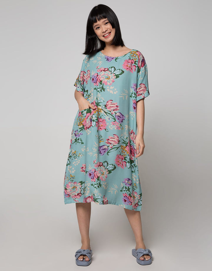 St. Yves Short Sleeve Midi Dress Camomilie Tea
