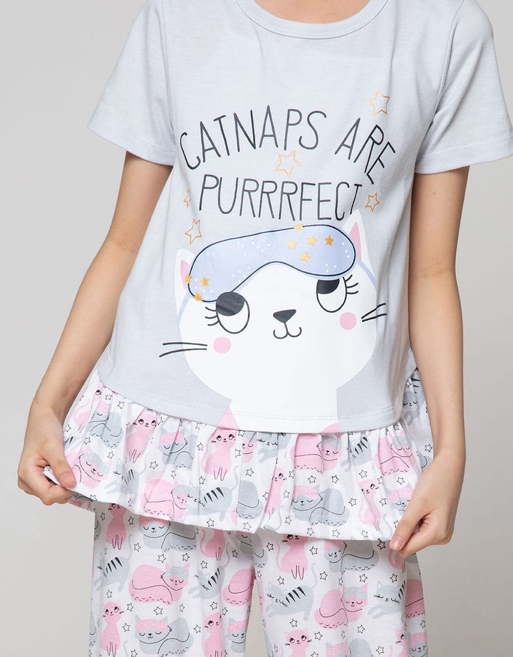 Boboo Setelan Piyama Anak Perempuan Catnaps
