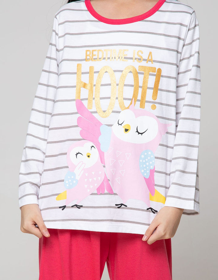 Boboo Setelan Piyama Lengan Panjang Anak Perempuan Bedtime Is A Hoot