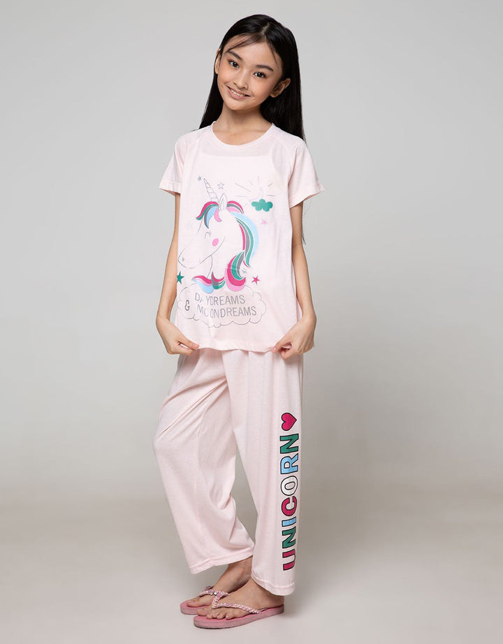 Boboo Setelan Piyama Anak Perempuan Lengan Pendek Unicorn Dreams Day & Night