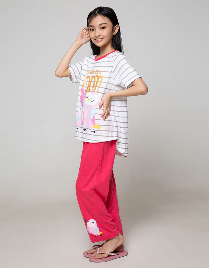 Boboo Setelan Piyama Lengan Pendek Anak Perempuan Bedtime Is A Hoot