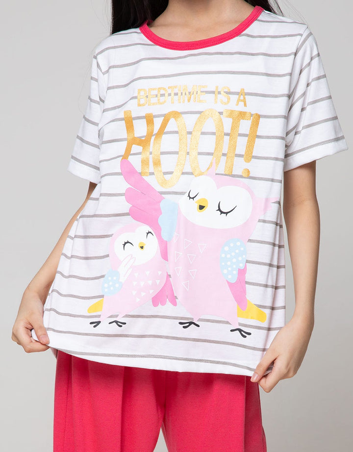 Boboo Setelan Piyama Lengan Pendek Anak Perempuan Bedtime Is A Hoot