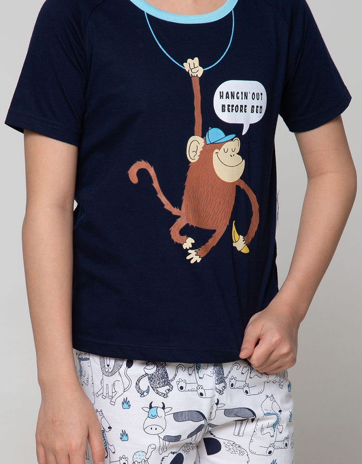 Boboo Setelan Piyama Anak Laki-Laki Hanging Out Monkey