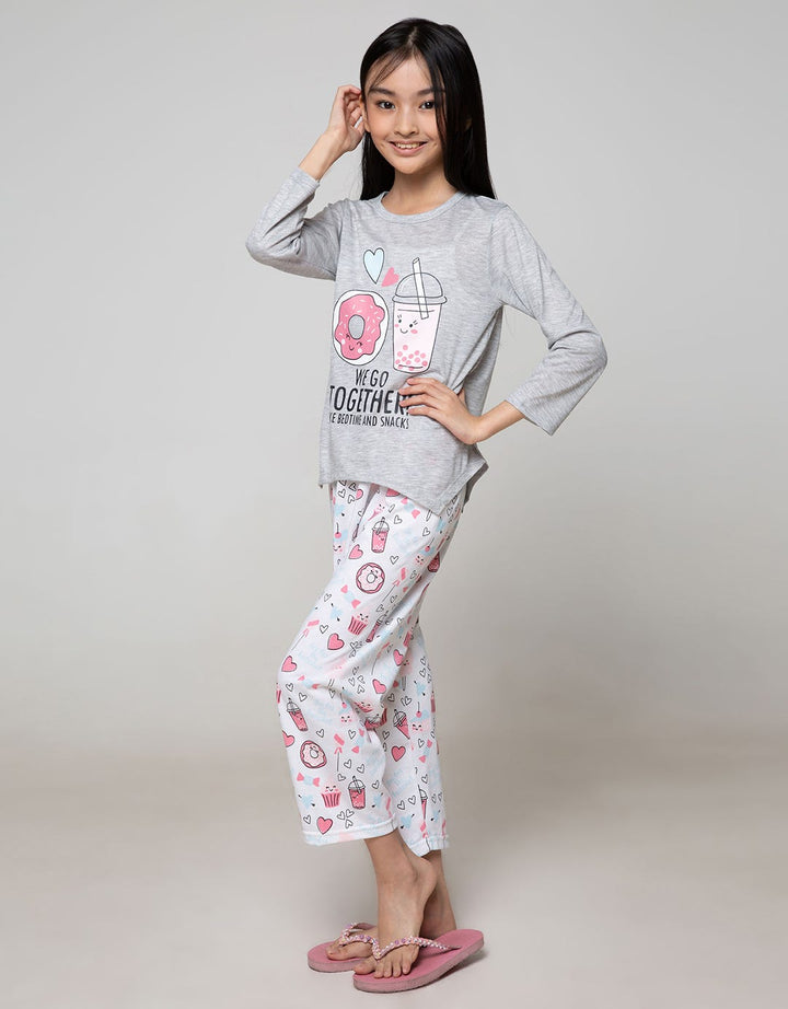 Boboo Setelan Piyama Lengan Panjang Anak Perempuan Bedtime and Snacks