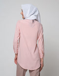 Annisa Long Sleeve Tunic With Overlap Side Tie And Curved Hem