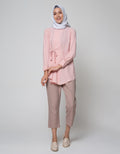Annisa Long Sleeve Tunic With Overlap Side Tie And Curved Hem