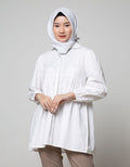 Annisa Long Sleeve Blouse Loose Fit Poplin Shirt With Gather