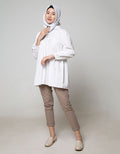 Annisa Long Sleeve Blouse Loose Fit Poplin Shirt With Gather