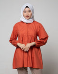 Annisa Long Sleeve Blouse Loose Fit Poplin Shirt With Gather