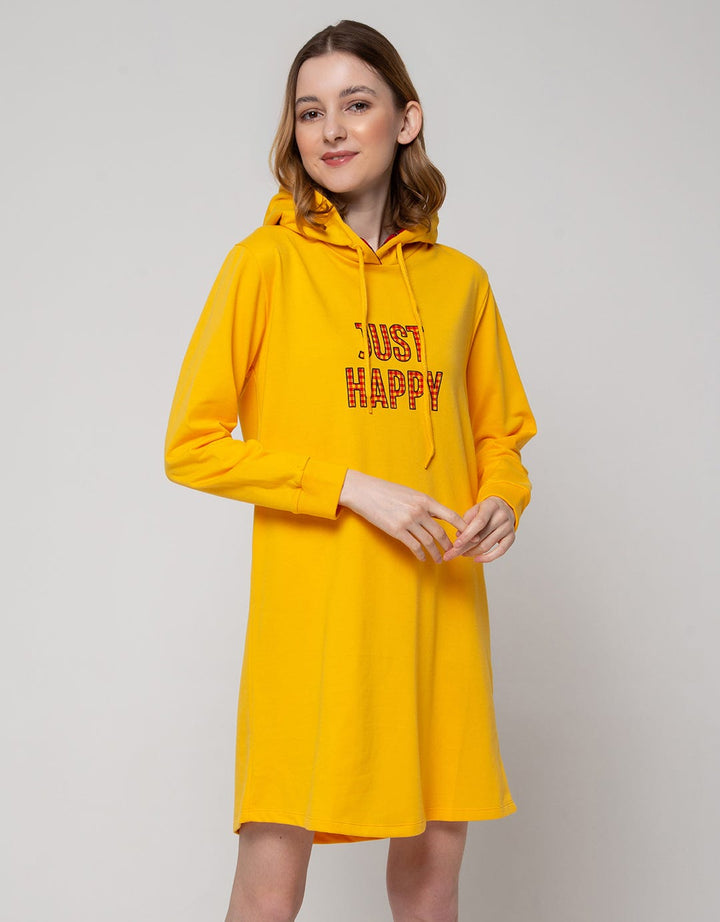 Nevada Long Sleeve Midi Dress With Checks Hoodie