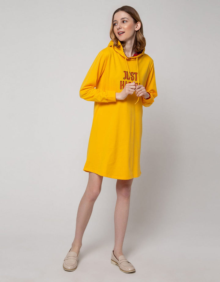 Nevada Long Sleeve Midi Dress With Checks Hoodie