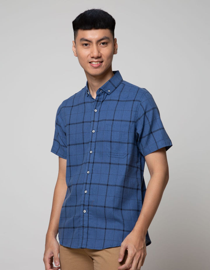 LR2 Kemeja Flanel Cubes Lengan Pendek