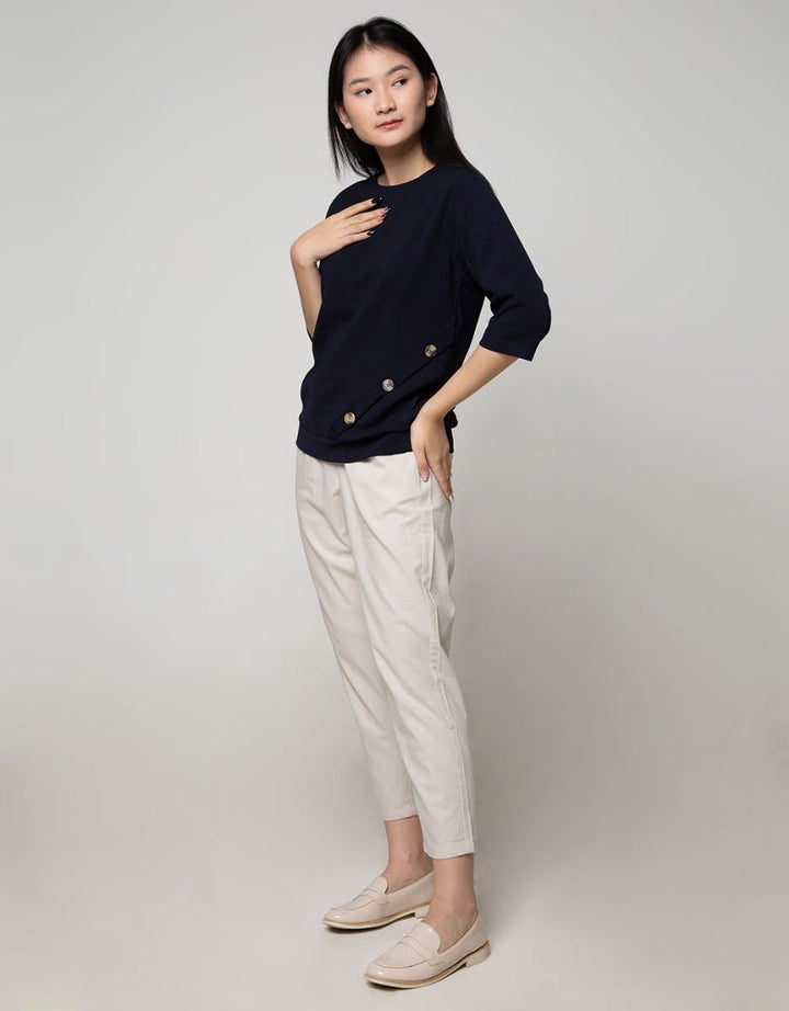St. Yves T-Shirt Knit Top With Horn Button