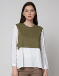 Details Long Sleeve Blouse With Pleats At Back