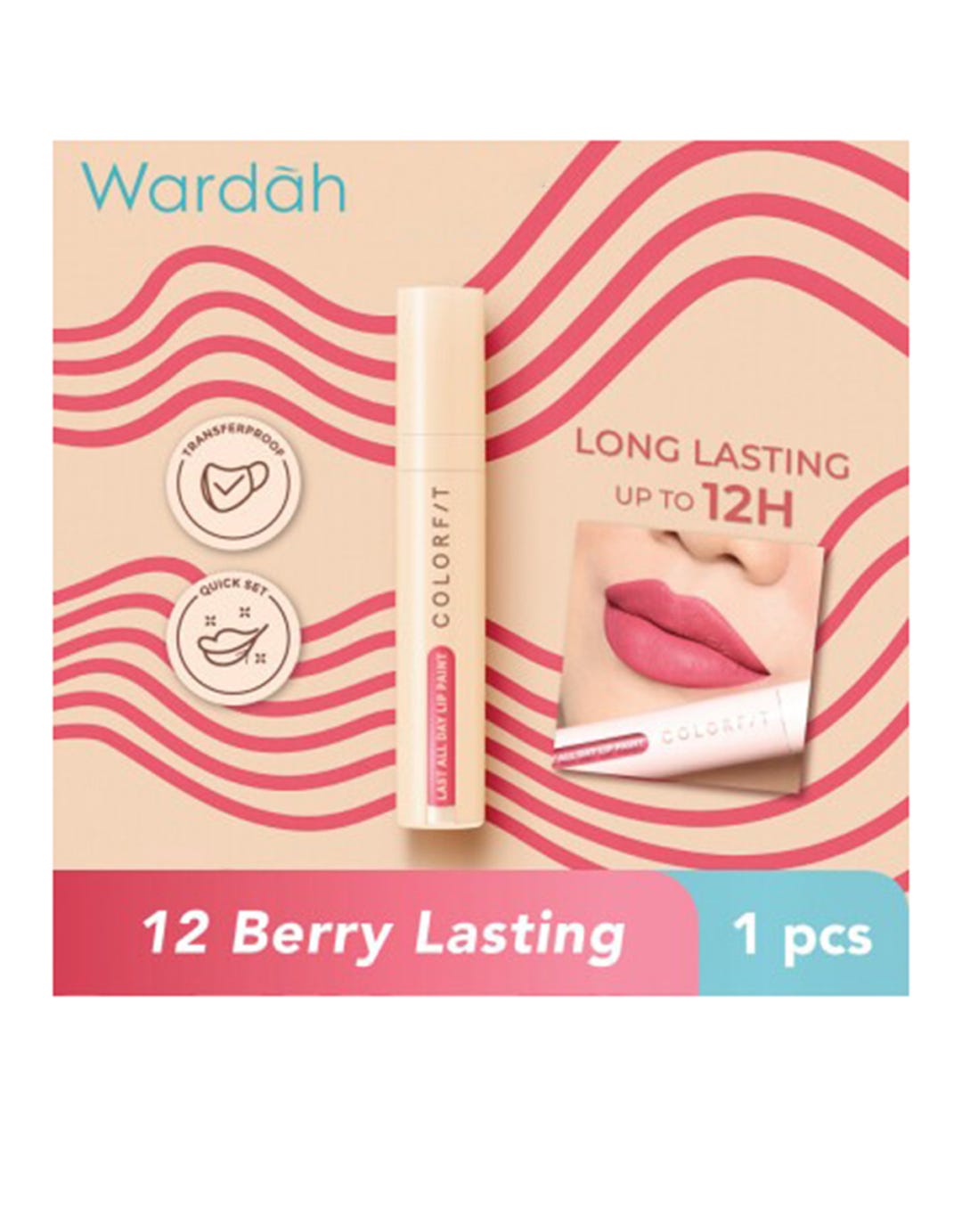 Wardah Colorfit Last All Day Lip Paint 12 Berry Lasting 4.2 g