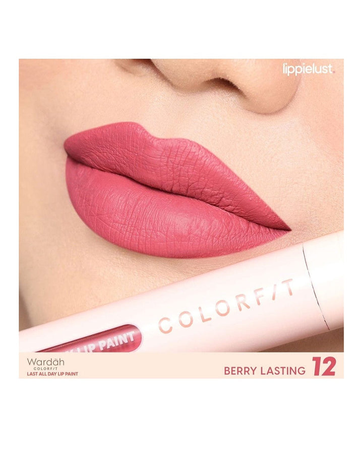 Wardah Colorfit Last All Day Lip Paint 12 Berry Lasting 4.2 g