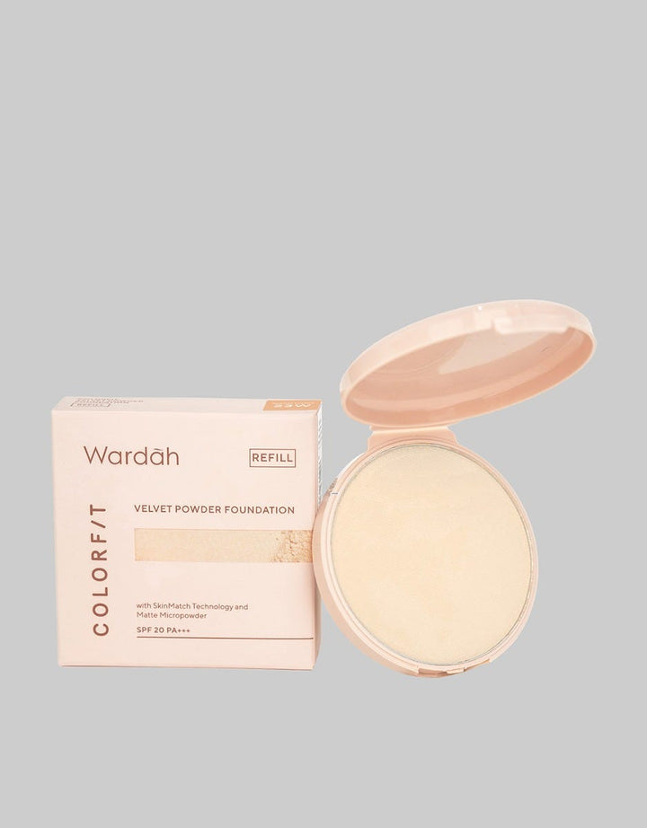 Wardah Colorfit Velvet Powder Foundation Refill 23W Warm Ivory 11 g