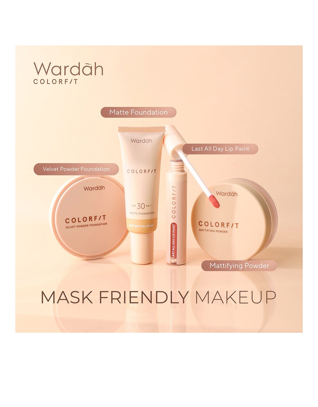 Wardah Colorfit Velvet Powder Foundation Refill 32N Neutral Beige 11 g